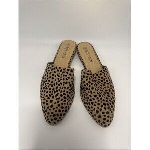 Leopard Print Mule Flats Womens Size 8 Slip On Pointed Toe Shoes boho animal